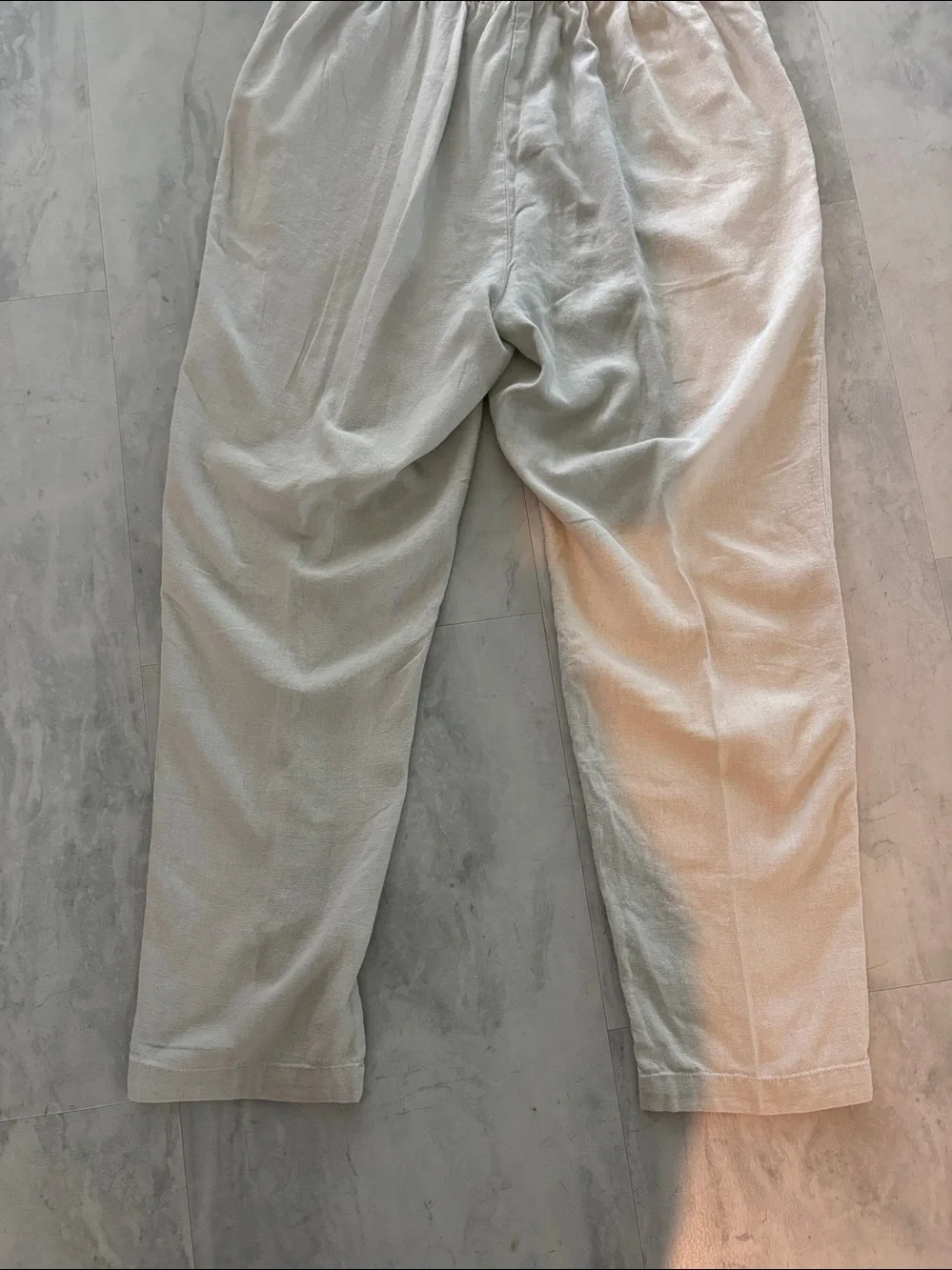 Ellen Tracy linen blend pants Elastic waist/button decor straight leg  size M